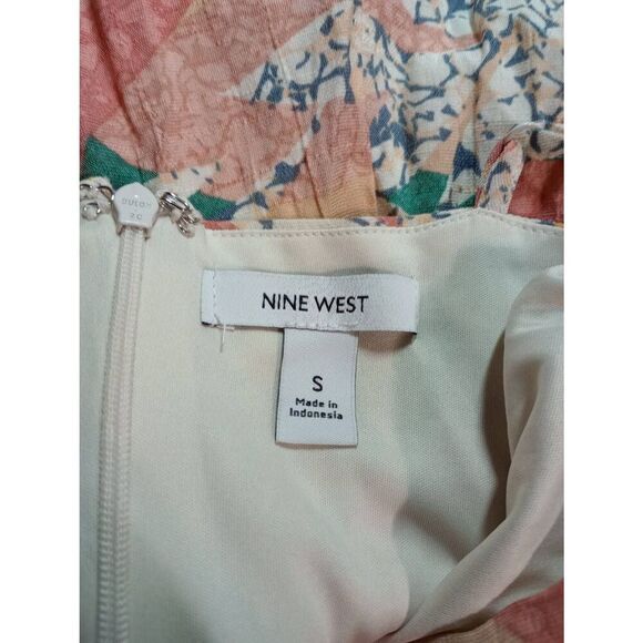 Nine West Dress Ladies Small Spaghetti‎ Strap Mini Yellow Turquoise - Picture 5 of 7